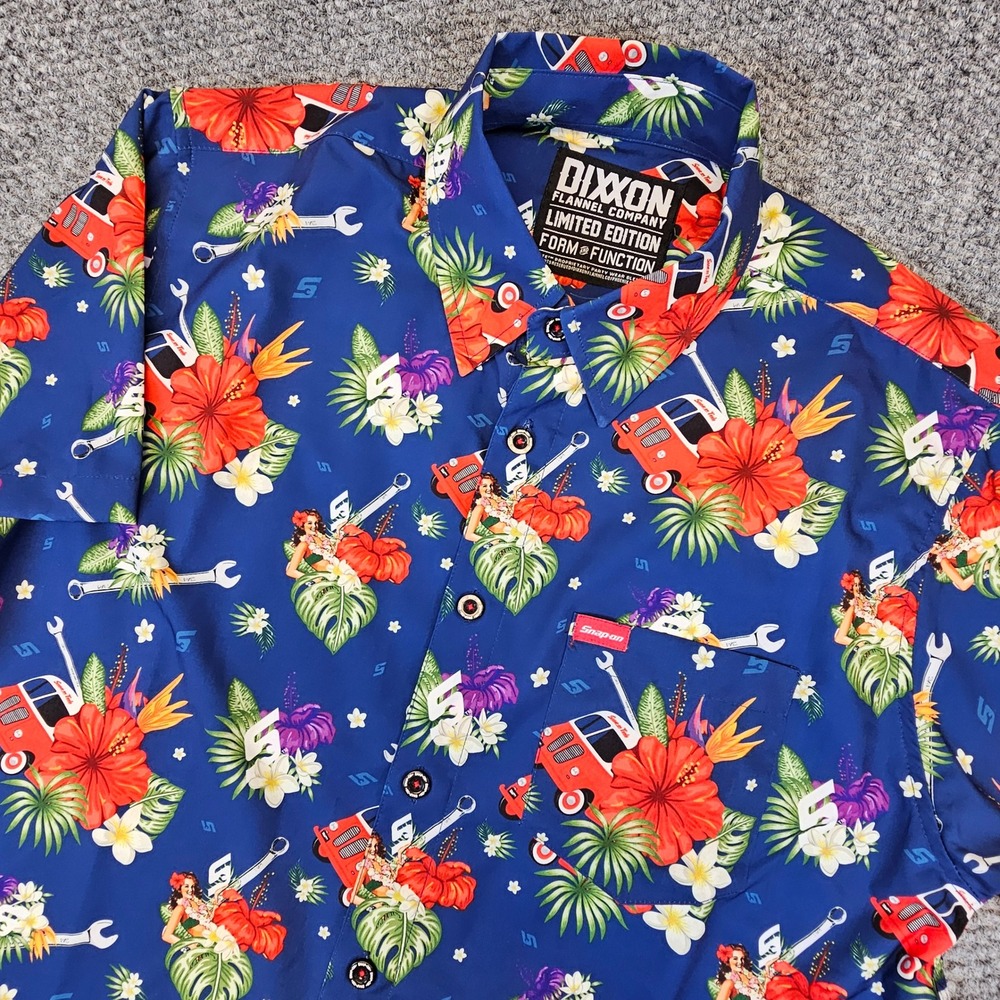 Dixxon Flannel Co Snap-on Limited Edition‎ Tropical Pinup Shirt Mens Large Blue
